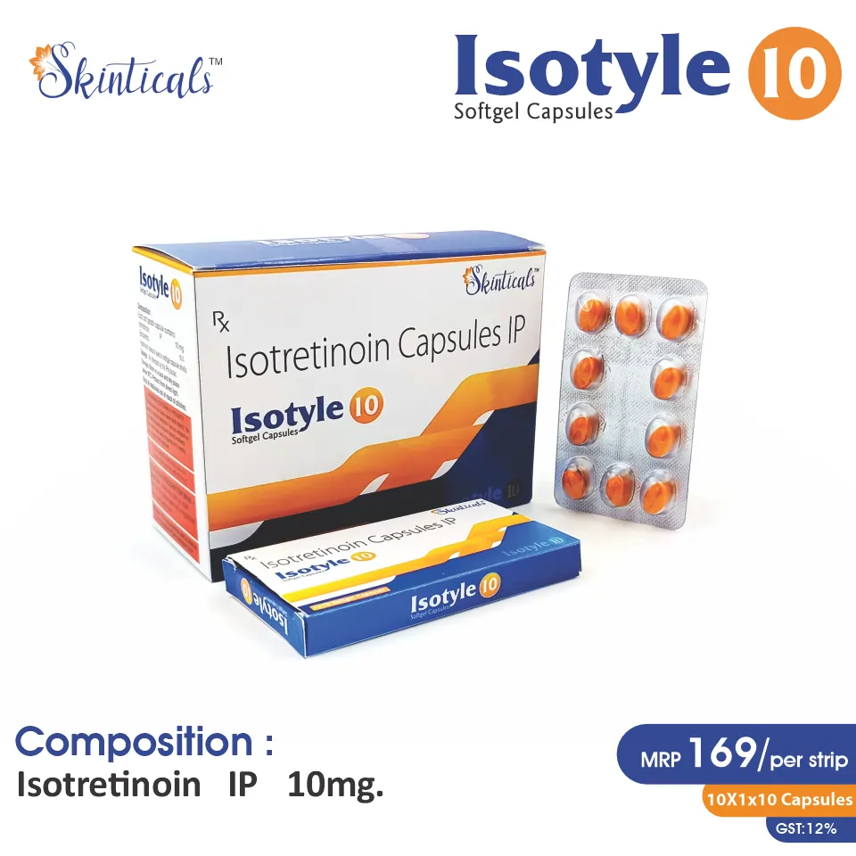 Isotretinoin 10mg at the best price in PCD Pharma Franchise for severe acne and skin disorders.
